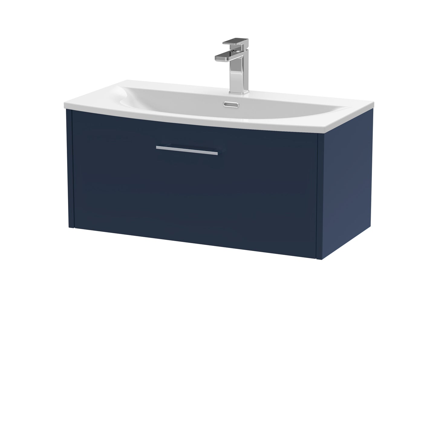 Hudson Reed Juno 800mm Midnight Blue Wall Hung Single Drawer Vanity Unit & Basin