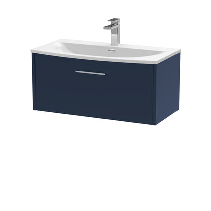 Hudson Reed Juno 800mm Midnight Blue Wall Hung Single Drawer Vanity Unit & Basin