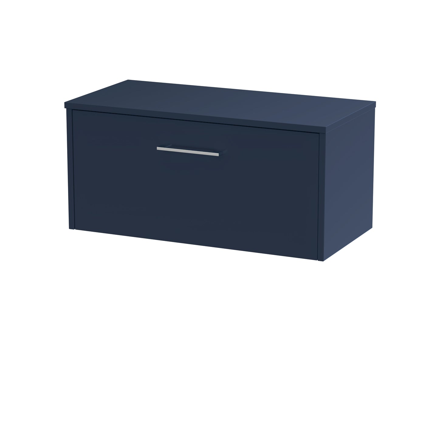 Hudson Reed Juno 800mm Midnight Blue Wall Hung Single Drawer Vanity Unit With Worktop