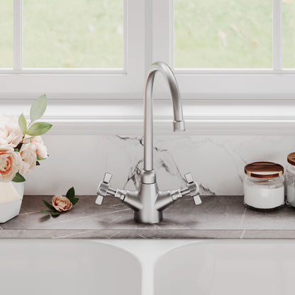 Kitchen Taps Traditional Mono Crosshead Handle Sink Mixer Tap
