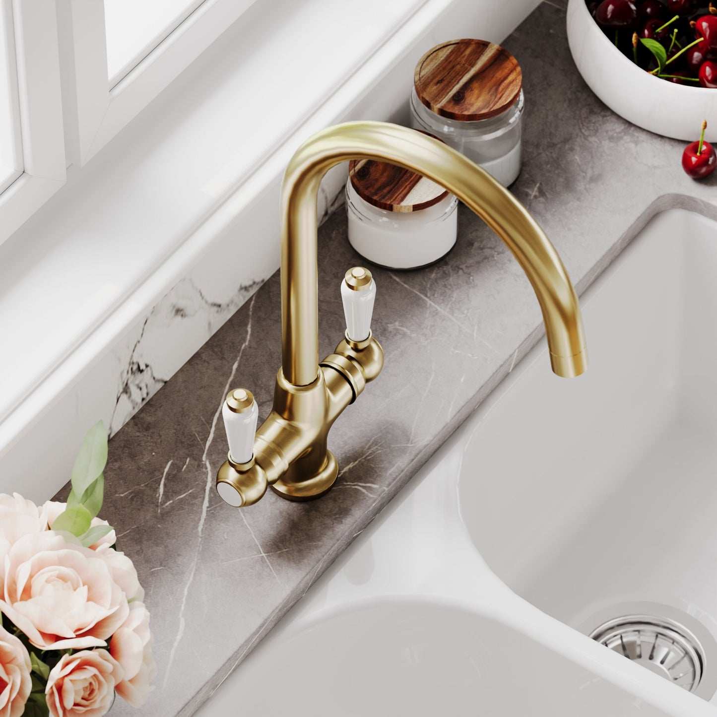 Kitchen Taps Traditional Mono Lever Handle Cruciform Sink Mixer Tap
