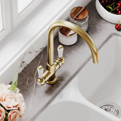 Kitchen Taps Traditional Mono Lever Handle Cruciform Sink Mixer Tap