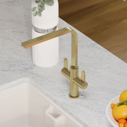 Kitchen Taps Churni Mono Basin Twin Lever Square Basin Tap