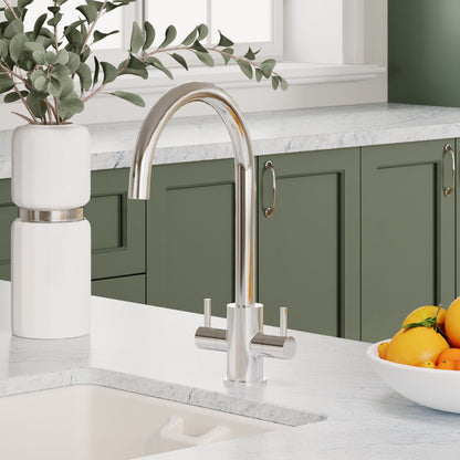 Kitchen Taps Lachen Mono Basin Twin Lever Round Basin Tap
