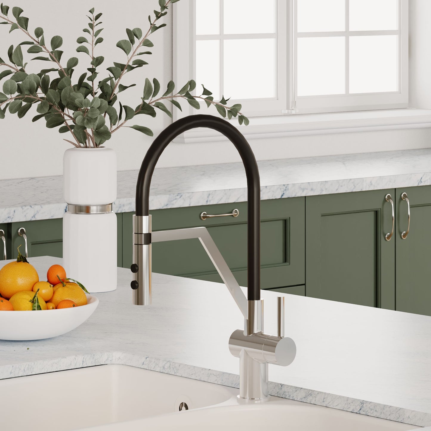 Kitchen Taps Ravi Mono Basin Single Lever Round Basin Tap & Rinser