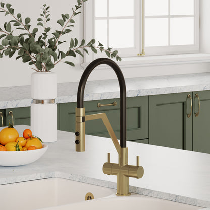 Kitchen Taps Ravi Mono Basin Twin Lever Round Basin Tap & Rinser
