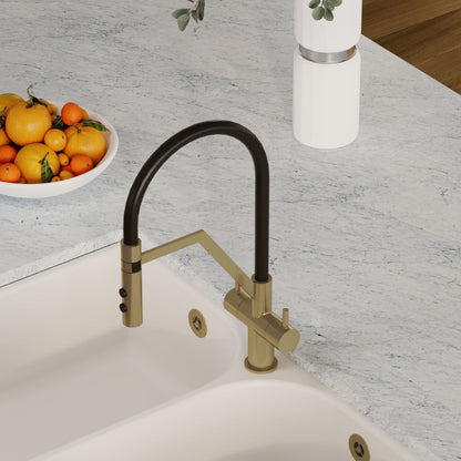 Kitchen Taps Ravi Mono Basin Twin Lever Round Basin Tap & Rinser