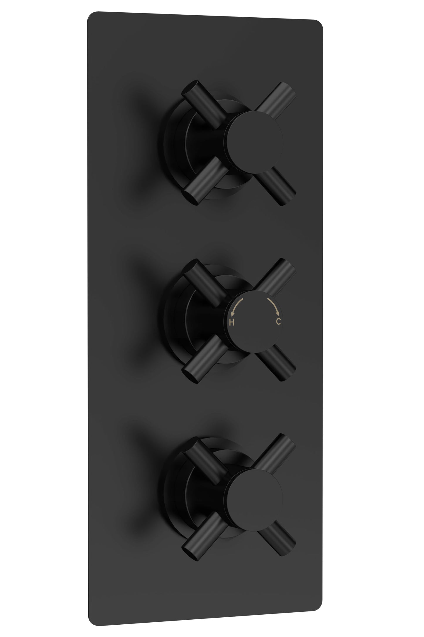 Tec Crosshead Triple Thermostatic Shower Valve With Diverter Matt Black