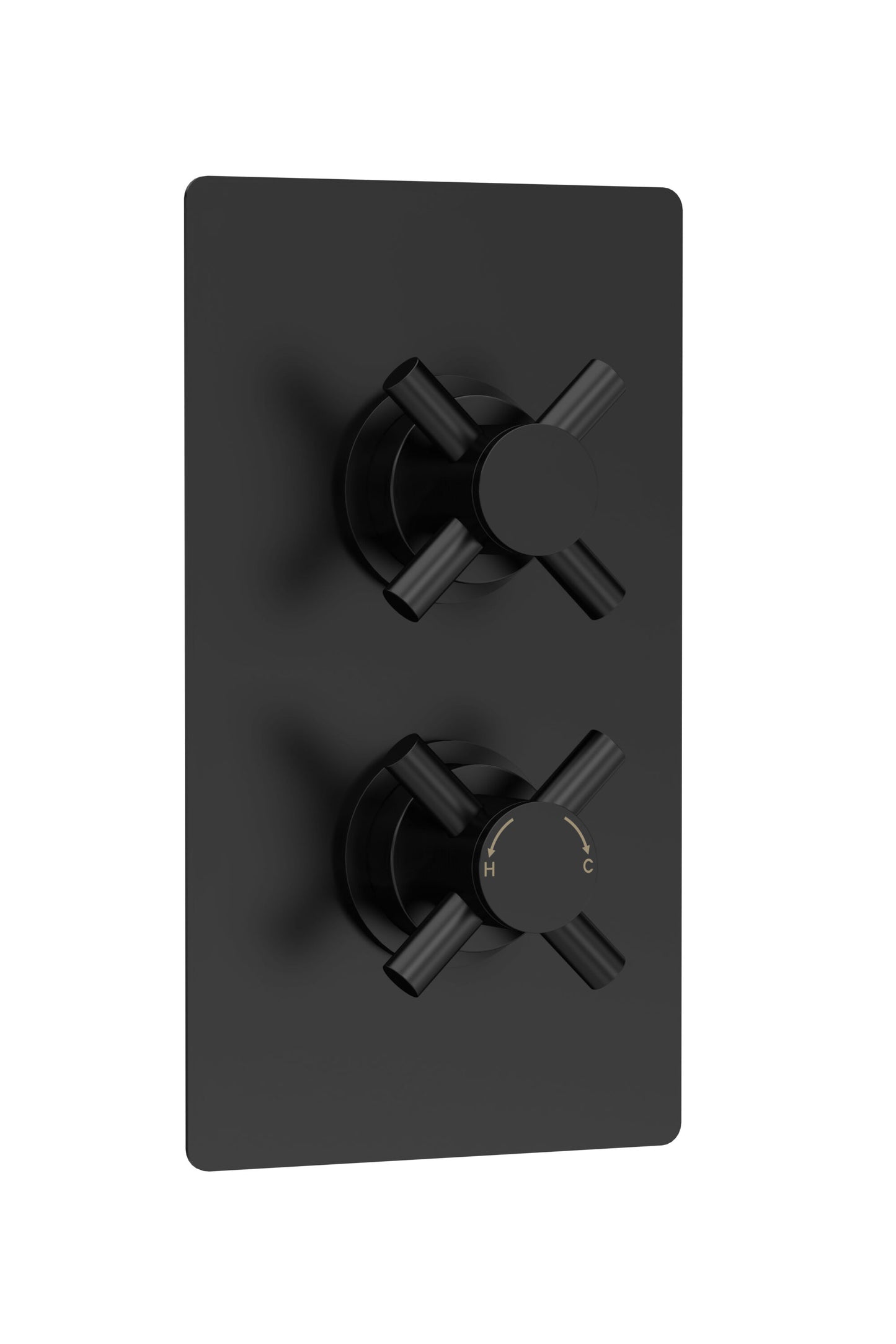 Tec Crosshead Twin Thermostatic Shower Valve With Diverter Matt Black