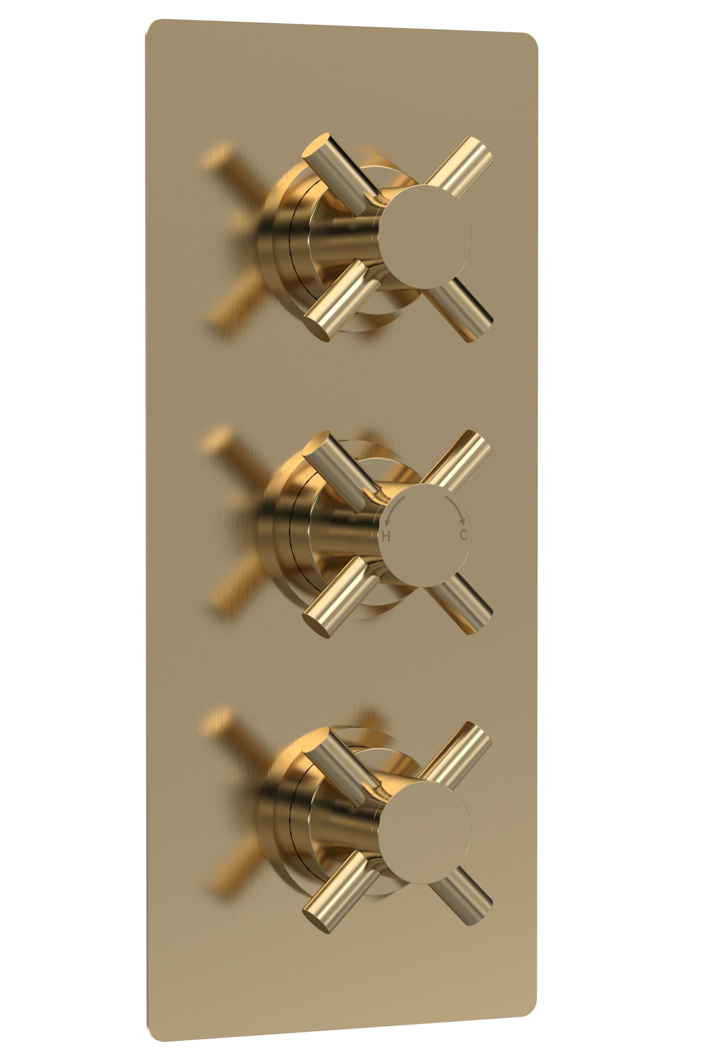 Tec Crosshead Triple Thermostatic Shower Valve With Diverter Brushed Brass