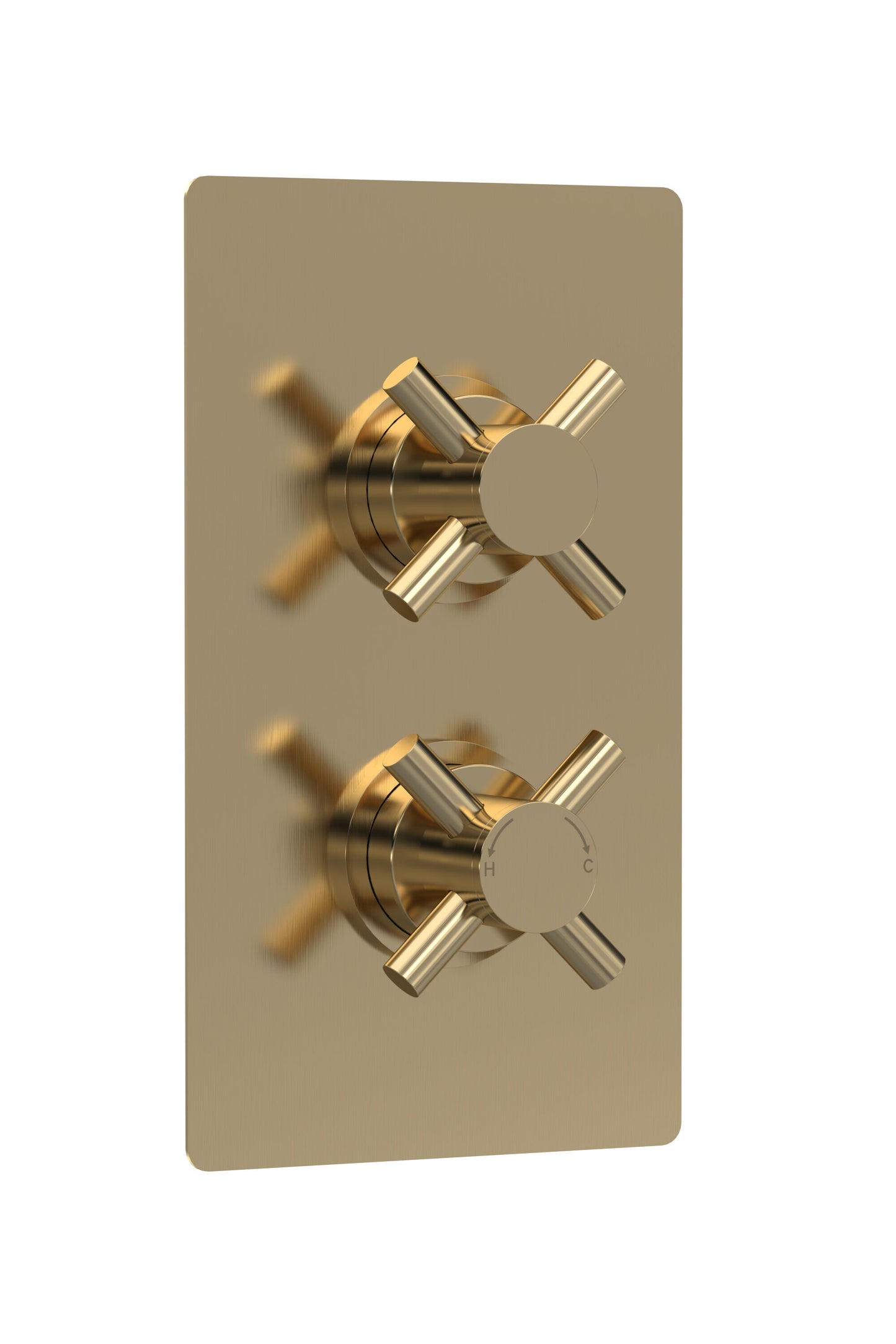 Tec Crosshead Twin Thermostatic Shower Valve With Diverter Brushed Brass