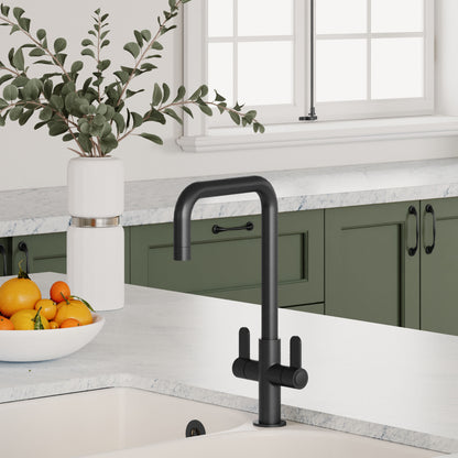 Kitchen Taps Kosi Mono Basin Twin Lever Square Basin Tap & Rinser