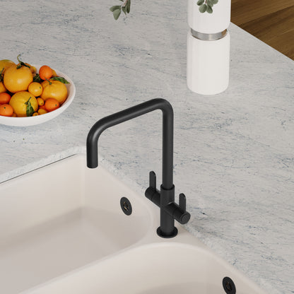 Kitchen Taps Kosi Mono Basin Twin Lever Square Basin Tap & Rinser