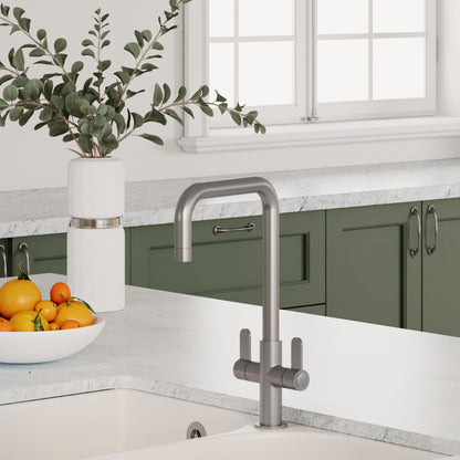 Kitchen Taps Kosi Mono Basin Twin Lever Square Basin Tap & Rinser