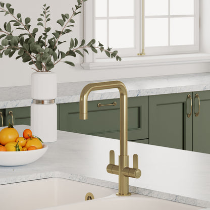 Kitchen Taps Kosi Mono Basin Twin Lever Square Basin Tap & Rinser