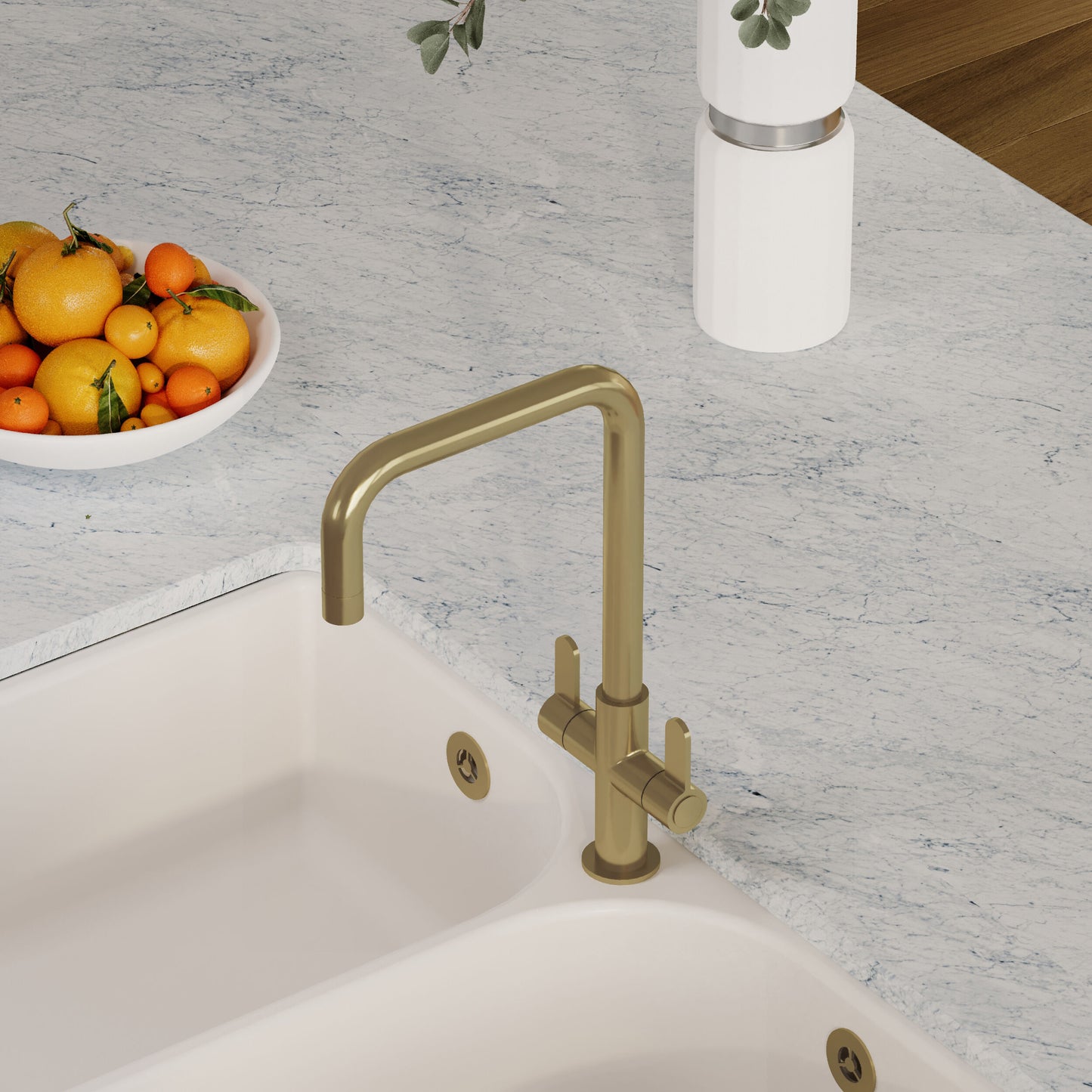 Kitchen Taps Kosi Mono Basin Twin Lever Square Basin Tap & Rinser