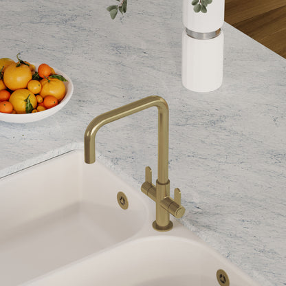 Kitchen Taps Kosi Mono Basin Twin Lever Square Basin Tap & Rinser