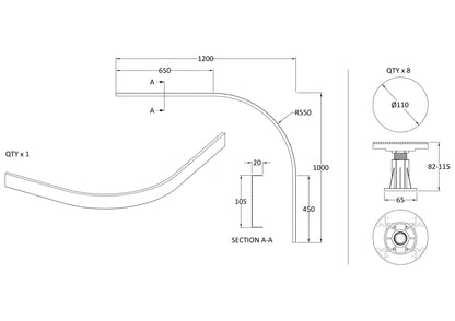 Nuie 1000mm White Leg Set With Plinth, Clips & Screws