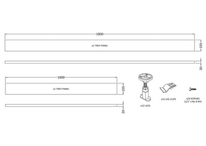 Nuie 1700mm White Leg Set & Plinth Kit