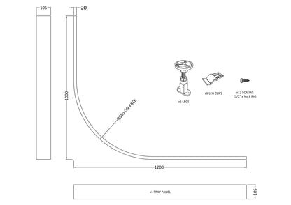 Nuie 1000mm White Curved Leg Set & Plinth Kit