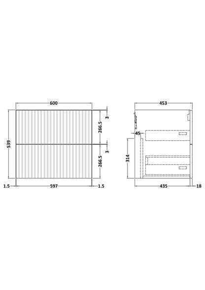 Flume 600mm 2- Drawer Wall Hung Unit