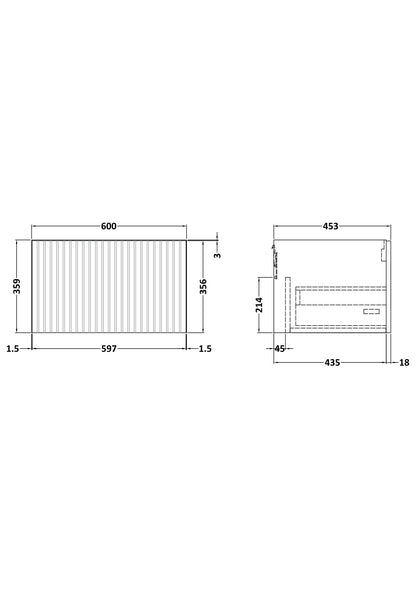 Flume 600mm Single Drawer Wall Hung Unit