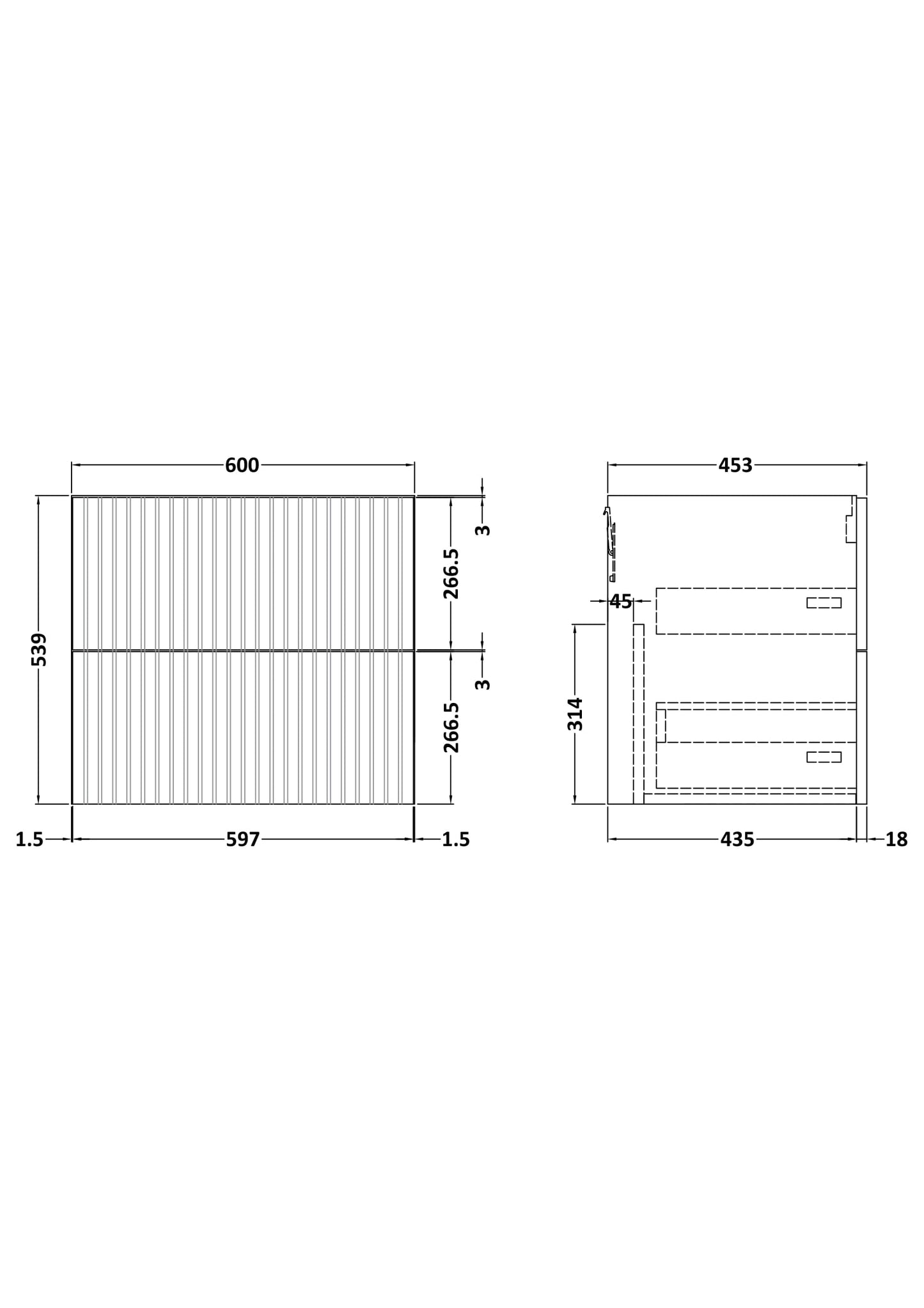 Flume 600mm 2- Drawer Wall Hung Unit
