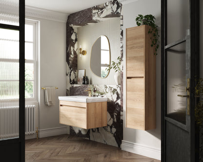 Nuie Lux Loftwood 255mm 2 Door Bleached Oak Wall Hung Tall Cabinet