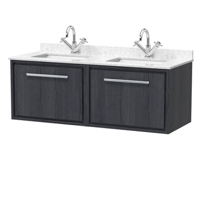 Hudson Reed Lille 1200mm Wall Hung Vanity Unit With Double Marble Basin
