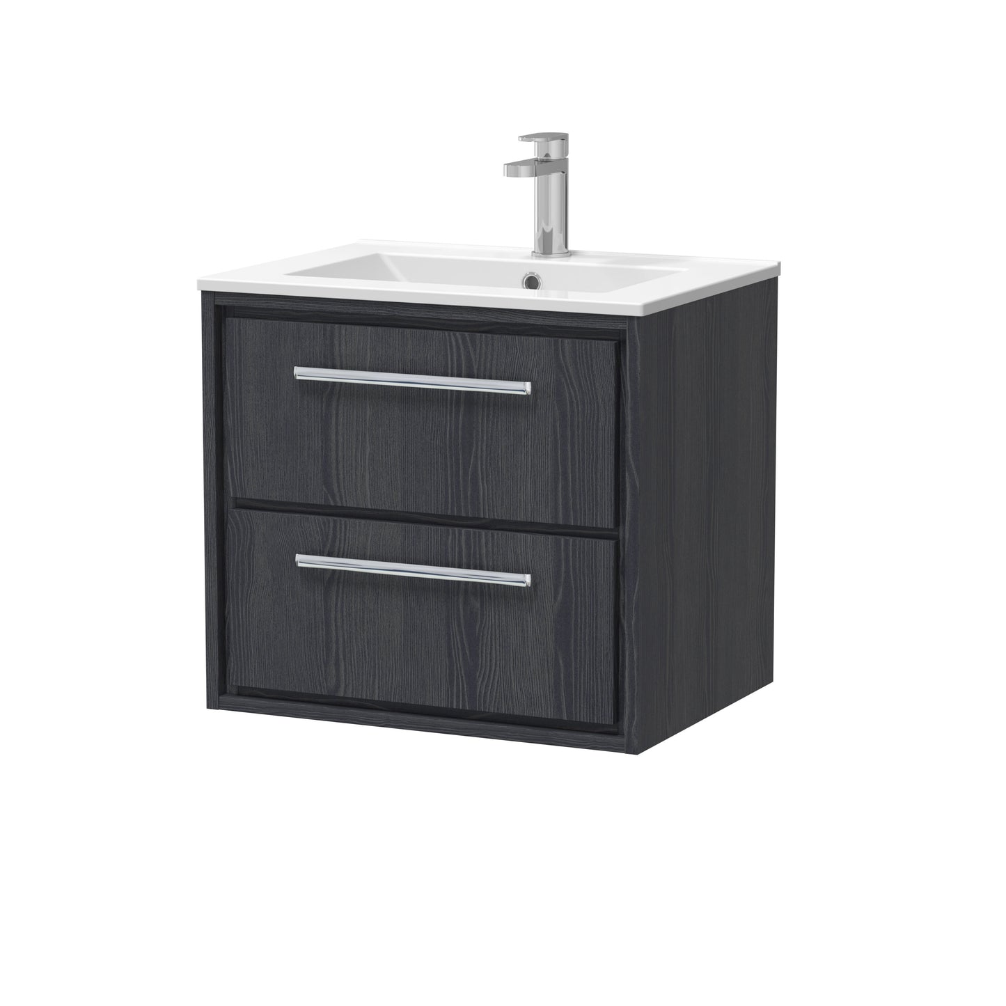 Hudson Reed Lille 600mm Graphite Grey Wall Hung 2-Drawer Vanity Unit With Basin