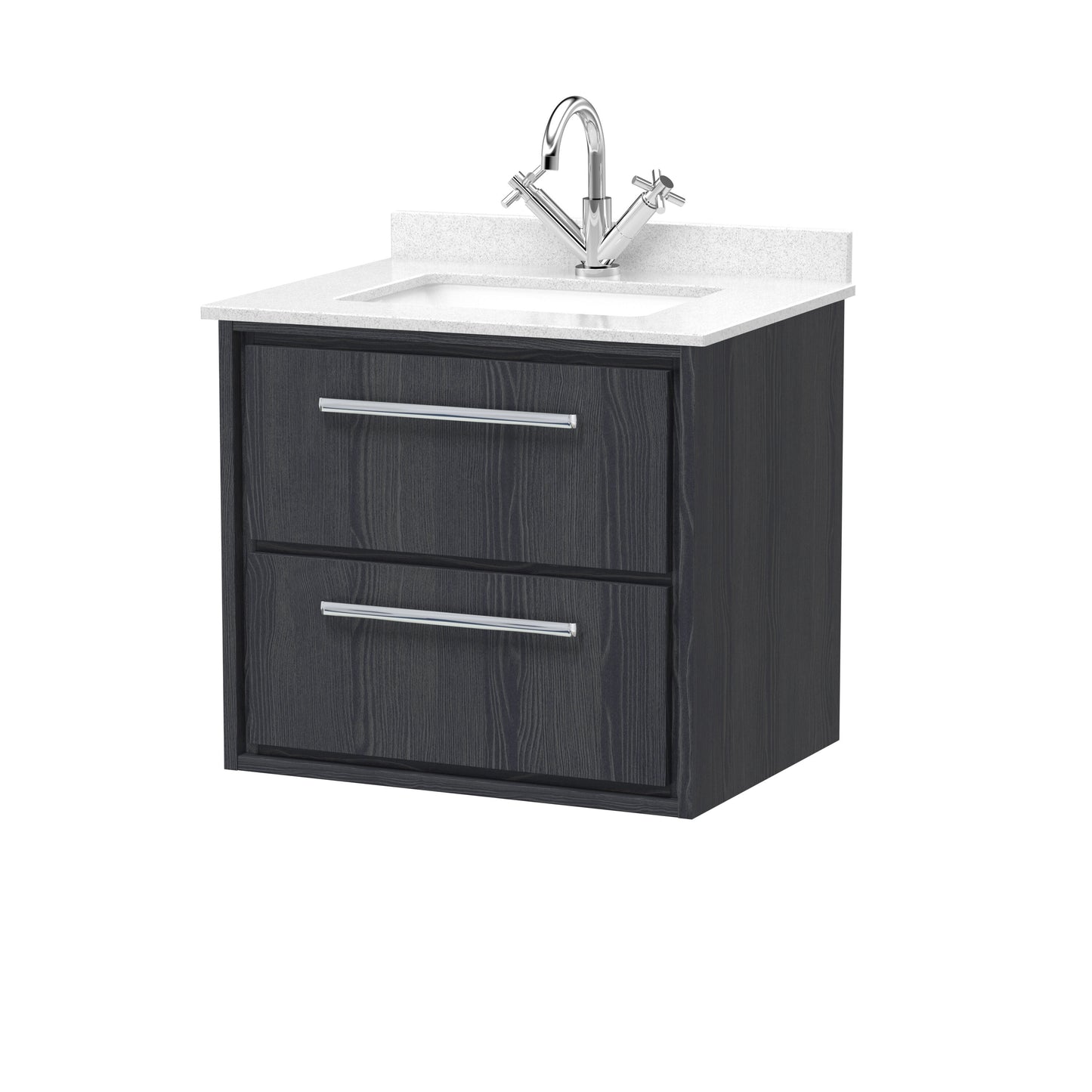 Hudson Reed Lille 600mm Wall Hung 2-Drawer Vanity Unit With Marble Top Basin