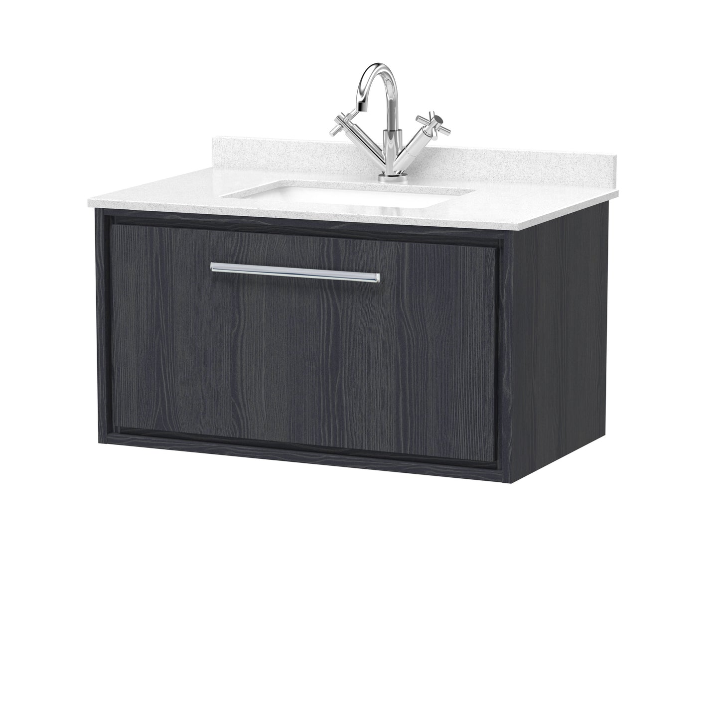 Hudson Reed Lille 800mm Wall Hung Single Drawer Vanity Unit With Marble Worktop Basin