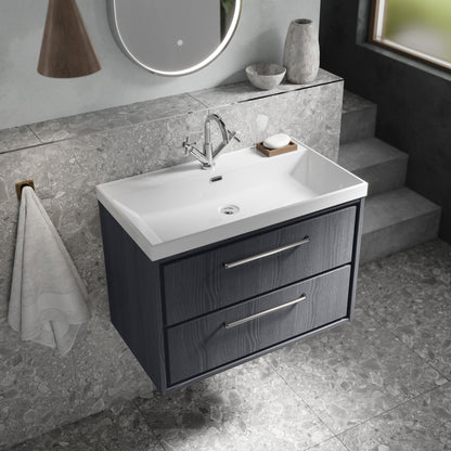 Lille 800mm Wall Hung 2-Drawer Vanity with Basin - 1 Tap Hole