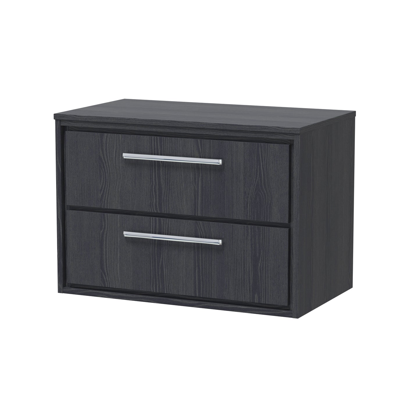 Hudson Reed Lille 800mm Graphite Grey Woodgrain Wall Hung 2-Drawer Vanity Unit With Worktop