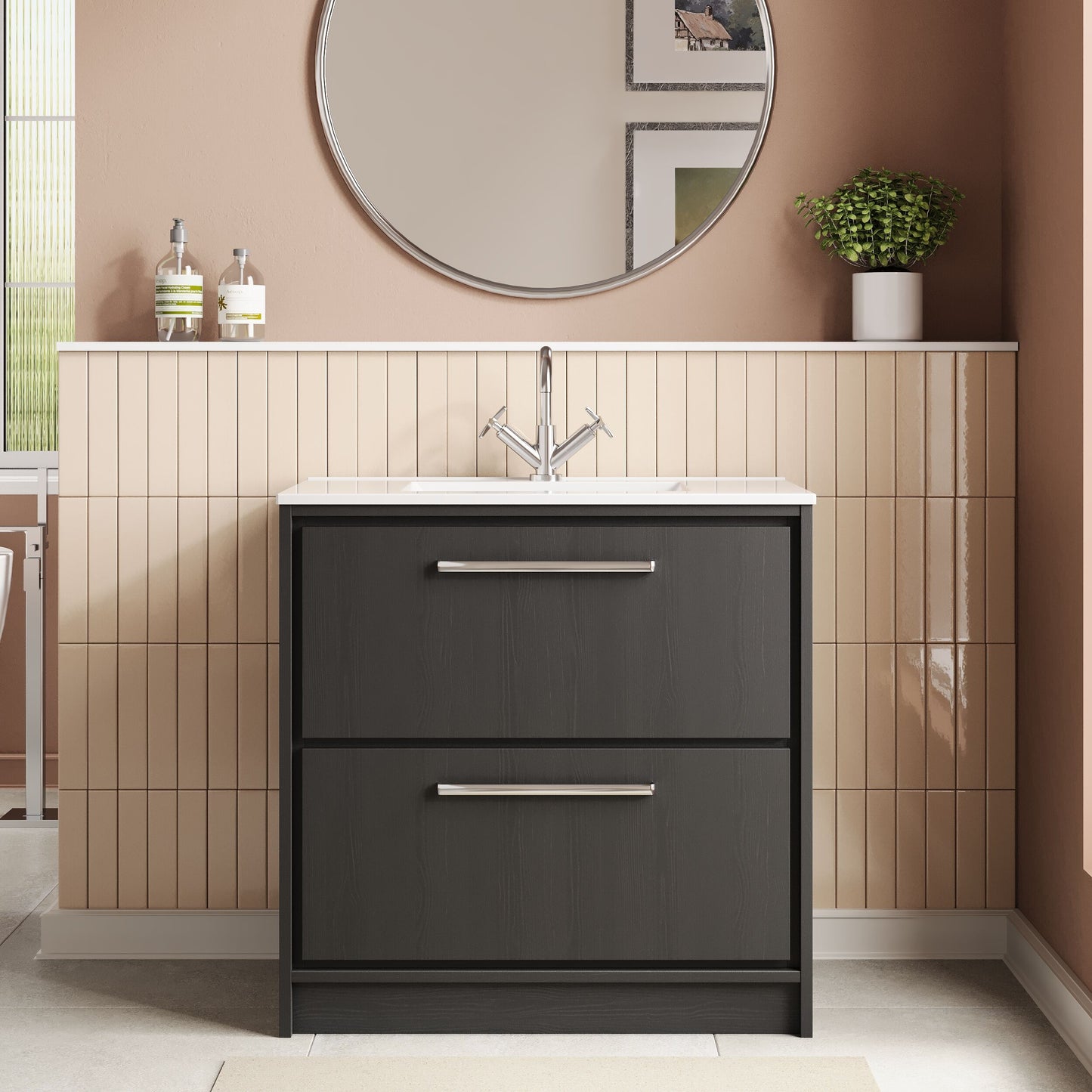 Lille 800mm Floor Standing 2-Drawer Vanity with Basin - 1 Tap Hole