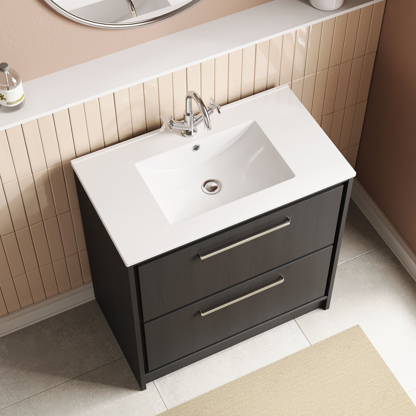 Lille 800mm Floor Standing 2-Drawer Vanity with Basin - 1 Tap Hole