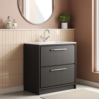 Lille 800mm Floor Standing 2-Drawer Vanity with Basin - 1 Tap Hole