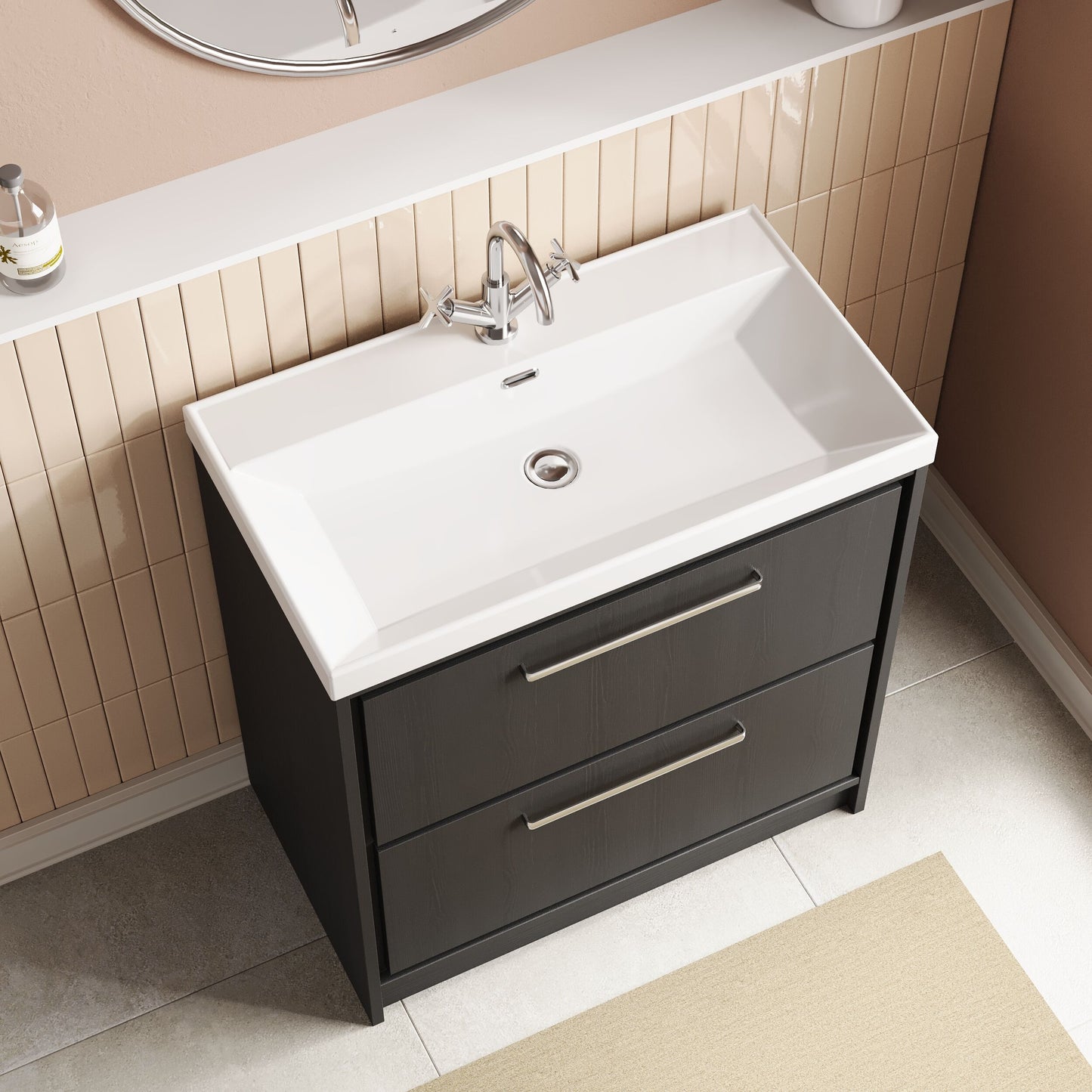 Lille 800mm Floor Standing 2-Drawer Vanity with Basin - 1 Tap Hole