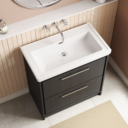 Lille 800mm Floor Standing 2-Drawer Vanity with Basin - 0 Tap Hole