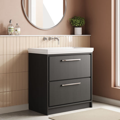 Lille 800mm Floor Standing 2-Drawer Vanity with Basin - 0 Tap Hole