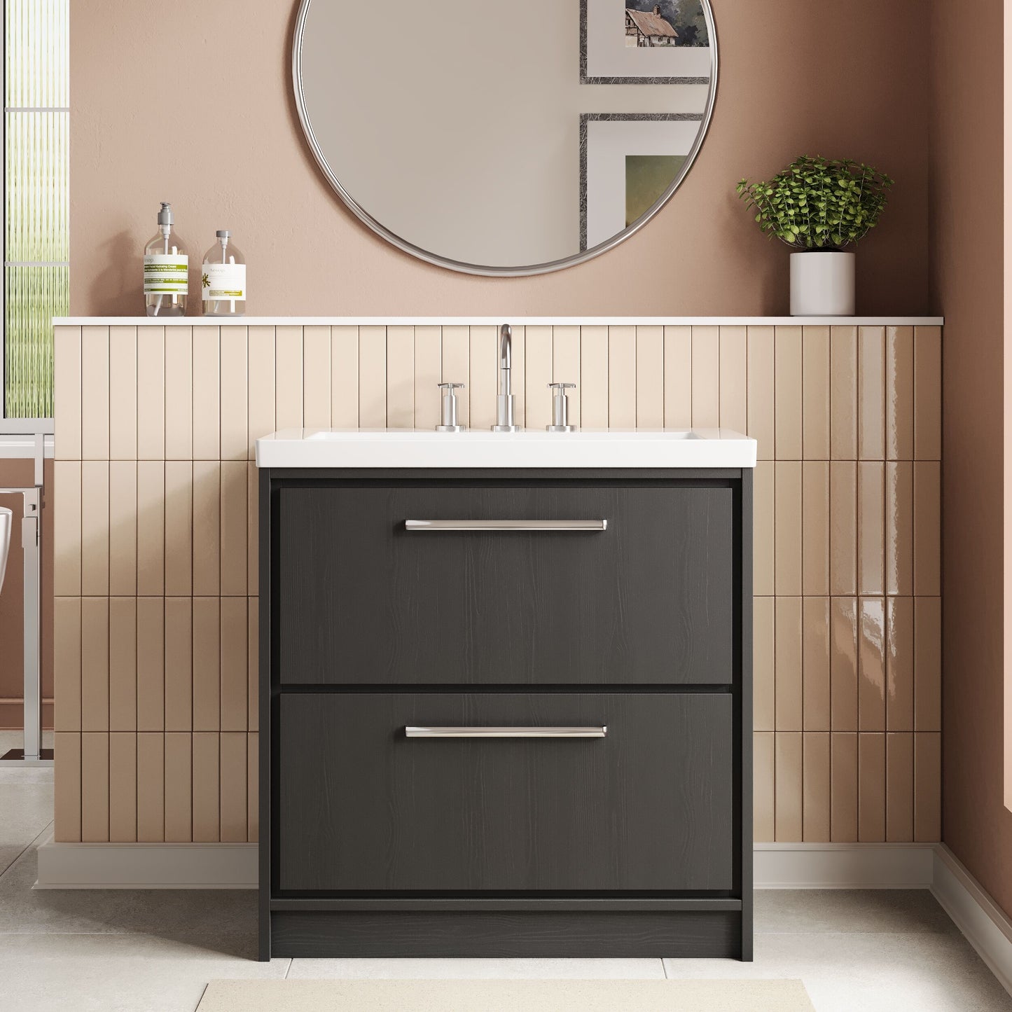 Lille 800mm Floor Standing 2-Drawer Vanity with Basin - 3 Tap Hole