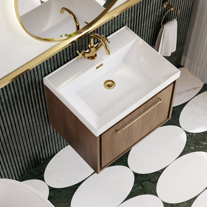 Lille 600mm Wall Hung Single Drawer Vanity with Basin - 1 Tap Hole