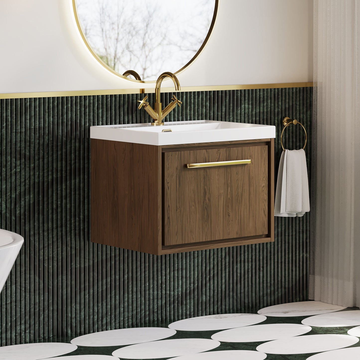 Lille 600mm Wall Hung Single Drawer Vanity with Basin - 1 Tap Hole