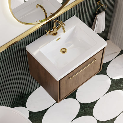 Lille 600mm Wall Hung Single Drawer Vanity with Basin - 1 Tap Hole