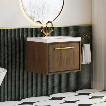 Lille 600mm Wall Hung Single Drawer Vanity with Basin - 1 Tap Hole