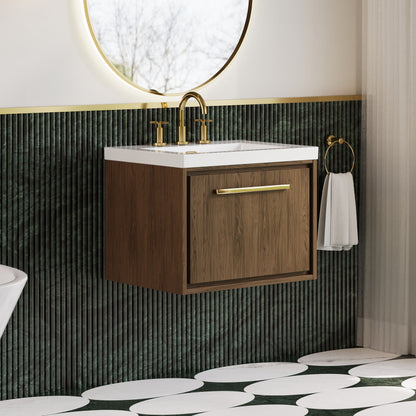 Lille 600mm Wall Hung Single Drawer Vanity with Basin - 3 Tap Hole