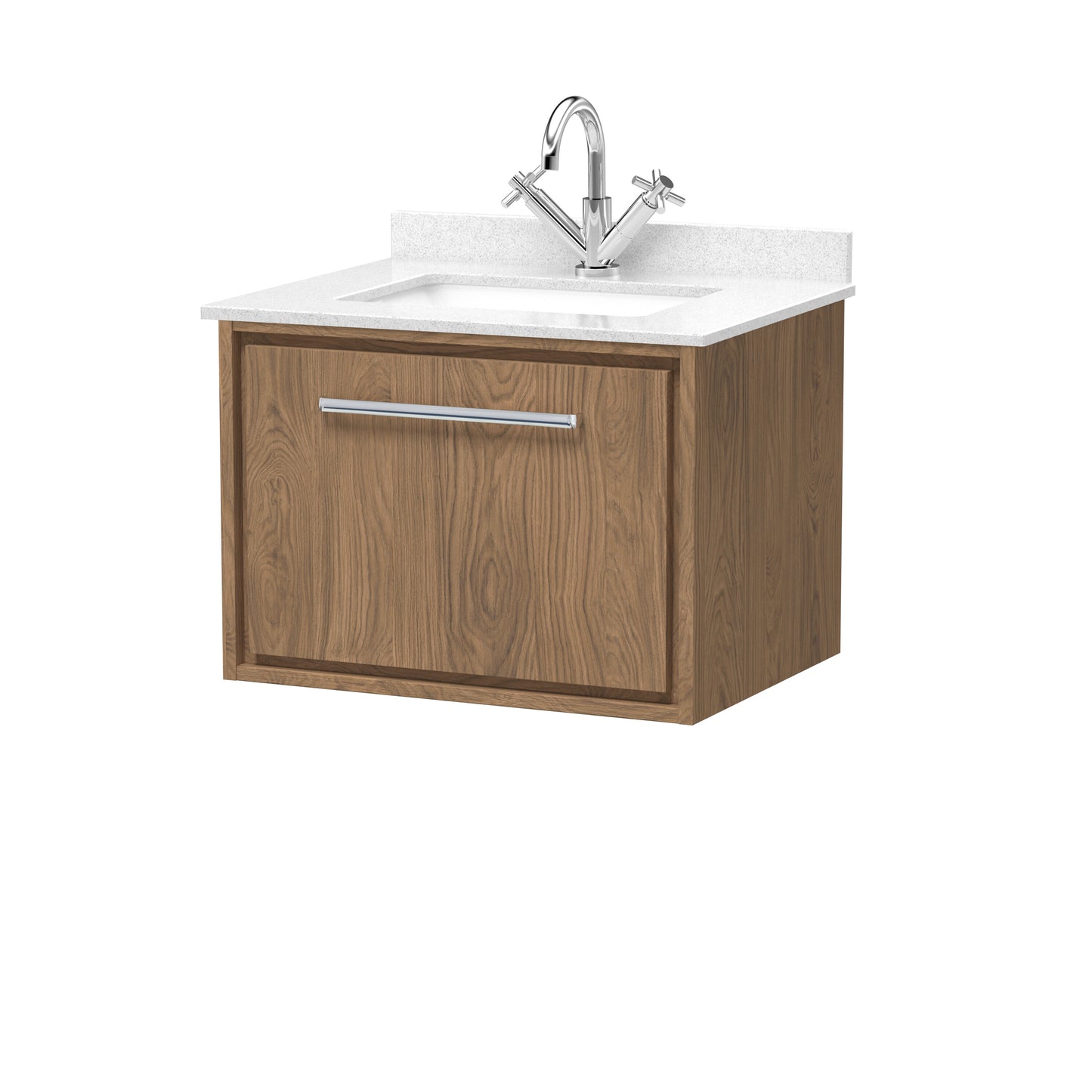 Hudson Reed Lille 600mm Wall Hung Soft Close Single Drawer Vanity Unit With Marble Basin