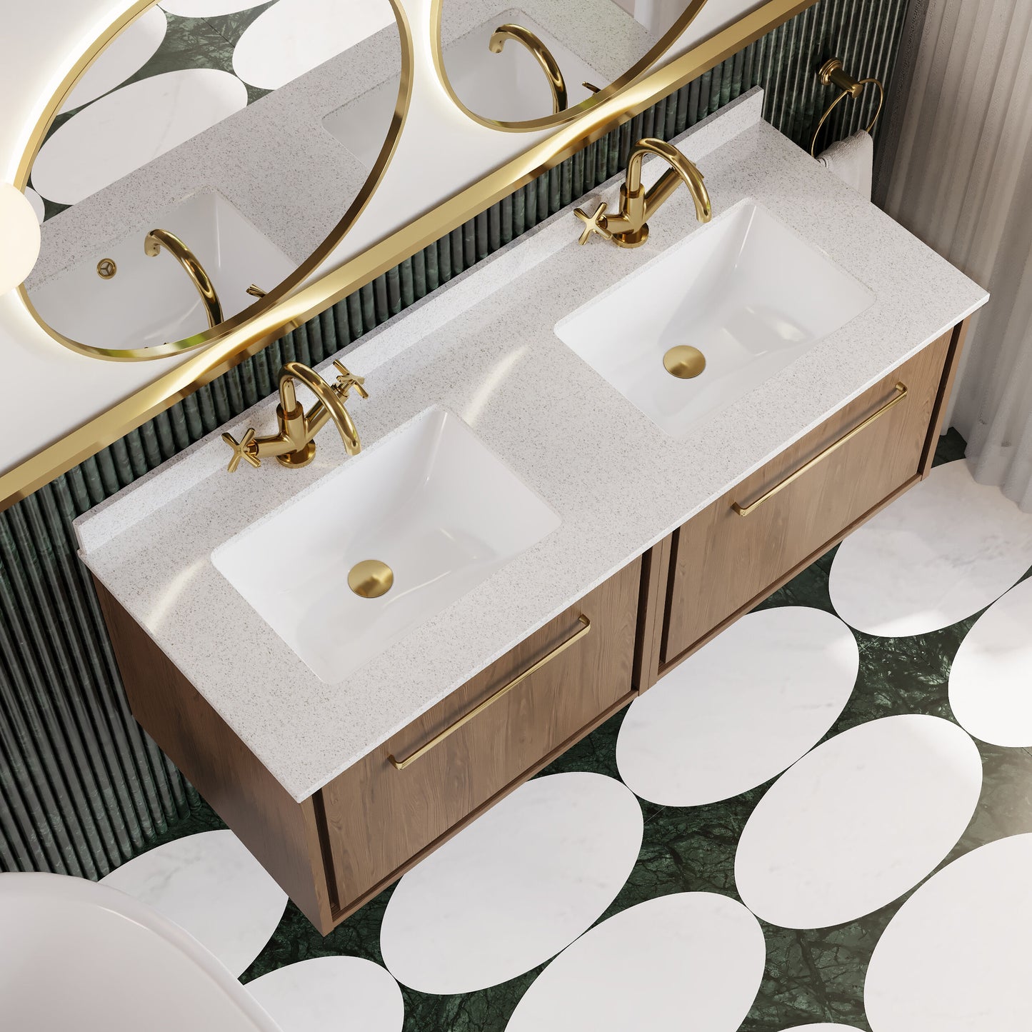 Hudson Reed Lille 1220mm Wall Hung Vanity Unit with Double Basin and Soft Close Drawer