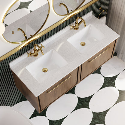 Hudson Reed Lille 1220mm Wall Hung Vanity Unit with Double Basin and Soft Close Drawer