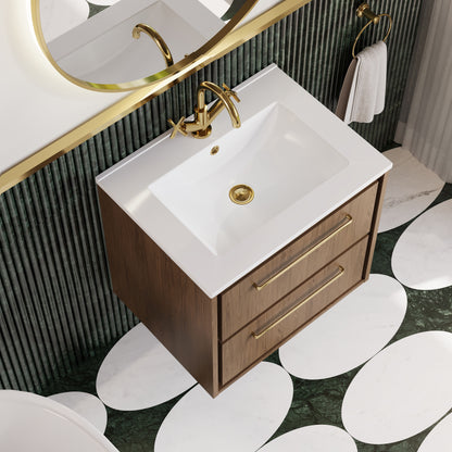 Lille 600mm Wall Hung 2-Drawer Vanity with Basin - 1 Tap Hole